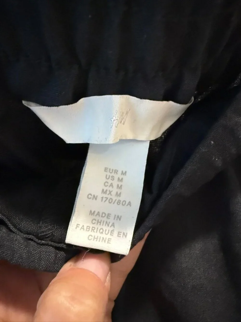 H&M Black Linen Blend Wide Leg Pants Size M